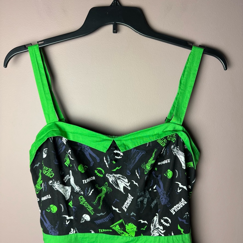 Monsters Universal Studios Dress Black Green Frankenstein Bride L - Picture 3 of 8